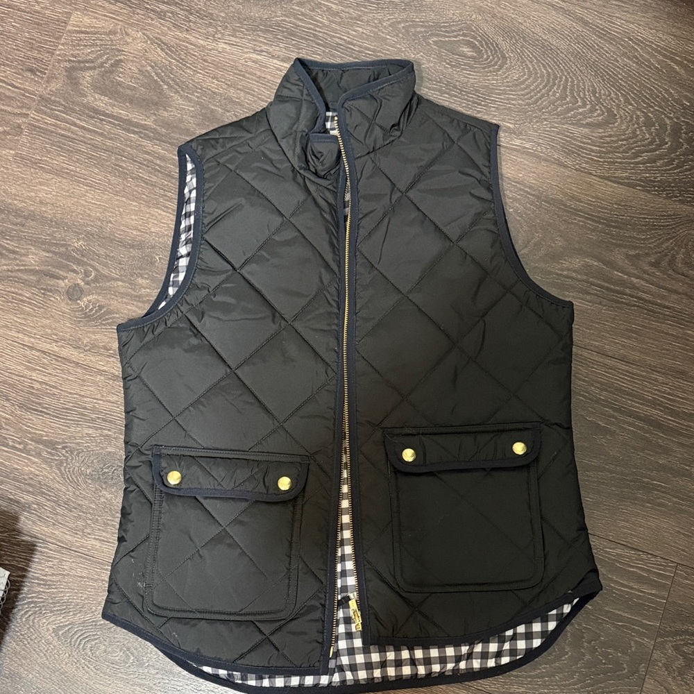 J. Crew Black  Monochrome Checkered Fabric